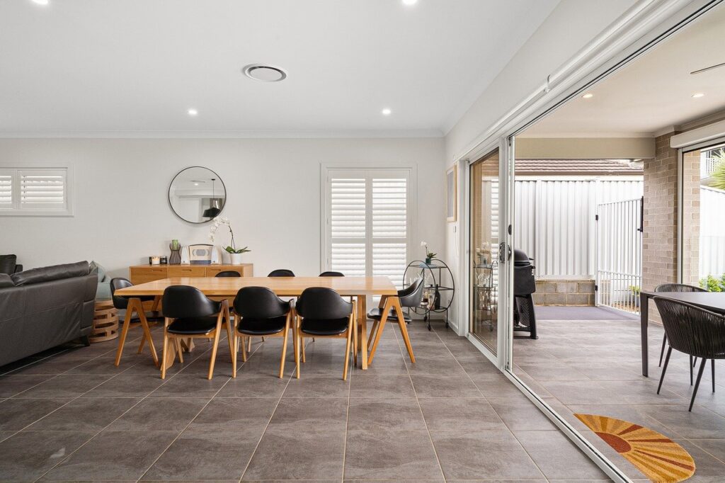 Modern tropical villa interior design with natural materials and vibrant colors